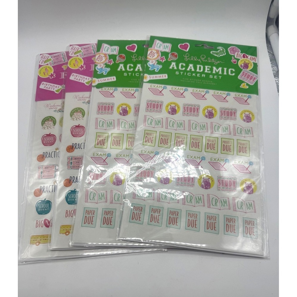 Lilly Pulitzer Planner Sticker Set Lot 4 Academic Family Multi-Color Packs
